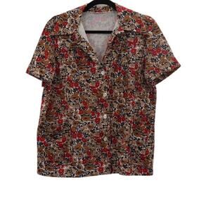 Vintage Fall Flower Button Front Top